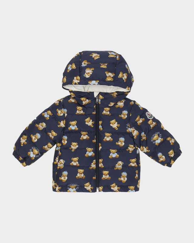 Boy's Semenat Teddy Bear Logo Hooded Down Jacket, Size 6M-3